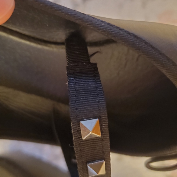 Black Ballet Flats with Studded Strap - Picture 5 of 7